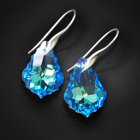 Sudraba auskari "Baroka IV (Aquamarine Blue AB)" ar Swarovski™ kristāliem